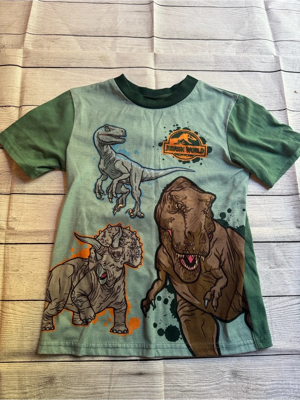 Jurassic World Green 3-Piece Dinosaur Pajama Set size 6/7